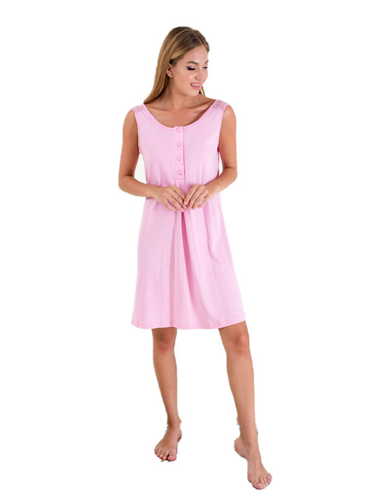 Happy Family Nightgown with Lace - Pink