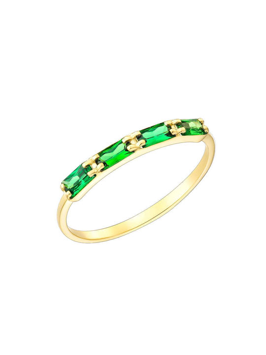 K14 Gold Ring with Green Zircon Stones in Cut BAGUETTE MSD-21887Y