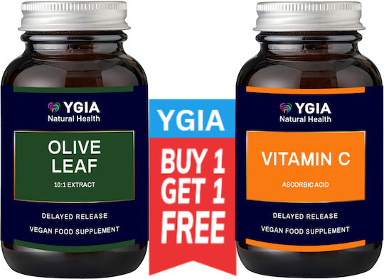 Ygia Olive Leaf Extract & Vitamin C 300mg Special Food Supplement for Immune System Support 2 x 60 Vegetable Capsules