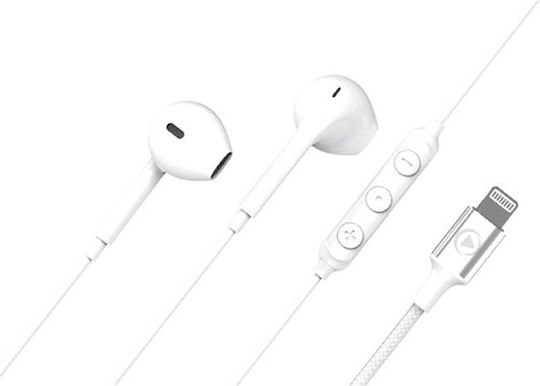Force Play Earbuds Handsfree με Βύσμα Lightning Λευκό