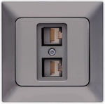 Eurolamp Double Network Socket RJ45 Gray 152-20405