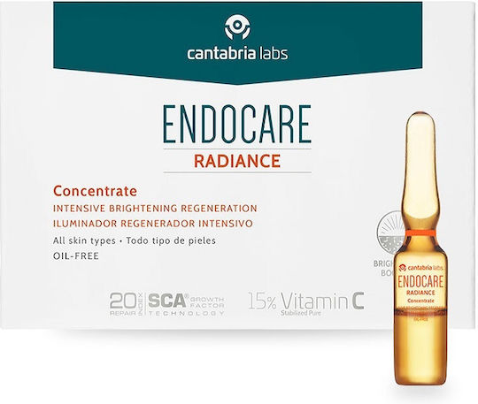 Cantabria labs Endocare Radiance Concentrate Moisturizing & Anti-aging Serum Face with Vitamin C for Detoxification & Radiance 14x1ml