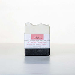 Apicell Aktivkohle, Rosa Tonerde, Weiße Tonerde Seifenriegel 130gr Apicell Aktivkohle, Rosa Tonerde, Weiße Tonerde Seifenriegel 130gr