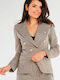 Awama Women's Double Breasted Blazer Brown