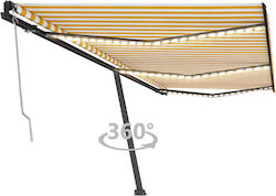 vidaXL Terrace Wall Tent with LED Light and Wind Sensor Yellow 6x3.5cm