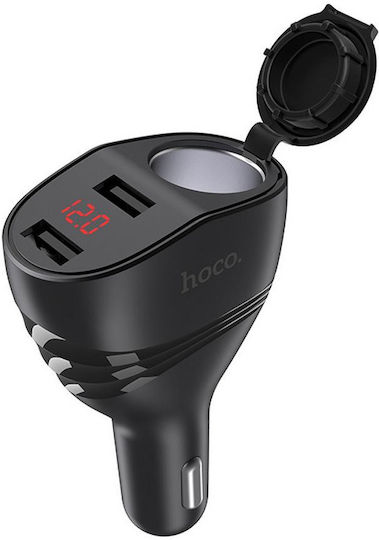 Hoco Z34 Φορτιστής Αυτοκινήτου 96W 3.1A με Θύρες: 2xUSB Μαύρο Χρώμα
