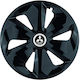 Jestic Car Hubcap Set with Mitsubishi Emblem 15" 4pcs Black