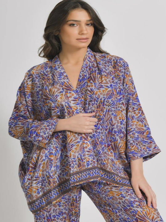 Ble Resort Collection Feminin Scurt Kimono de Plajă Albastru