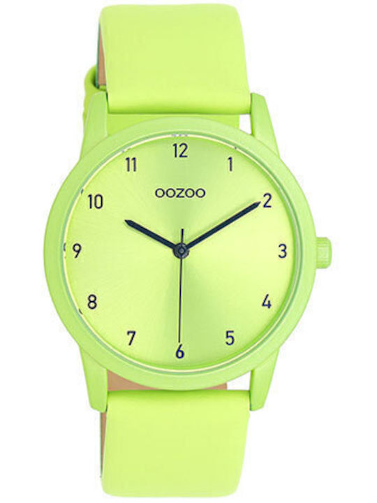 Oozoo Timepieces Men's Watch 38mm Battery with Leather Strap Lime Green