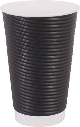 Ripple Einwegbecher Papier Doppelwandig Schwarz 480ml 25Stück
