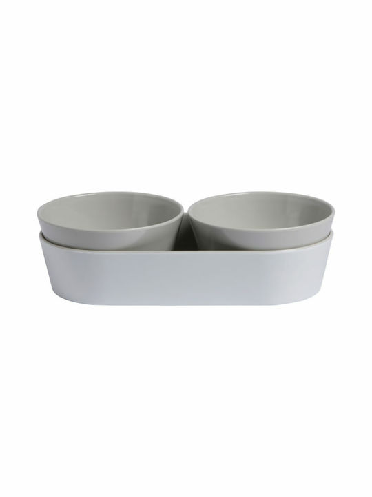 Marine Business Plastic Dessert Divided Serving Tray with 2 Slots Gray Ø27cmxY3cm 27x9x3cm 3pcs