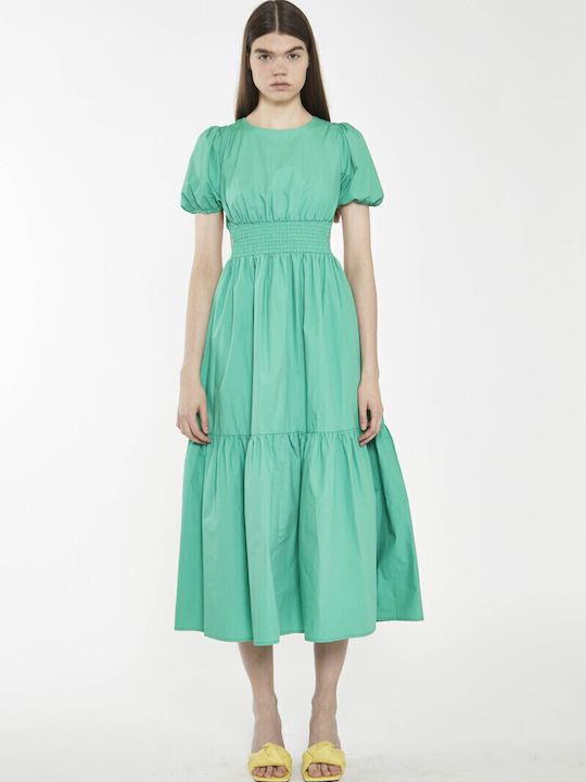 Rochie De Vară Pentru Femei Midi Cu Volane Verde