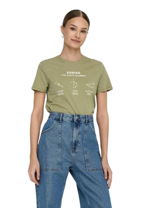 Only Zodiac Damen T-Shirt Khaki
