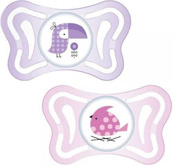 Chicco 71031-11 Orthodontische Schnuller Silikon mit Etui Vögel - Rosa / Lila für 2-6 Monate 2Stück Chicco 71031-11 Orthodontische Schnuller Silikon mit Etui Vögel - Rosa / Lila für 2-6 Monate 2Stück