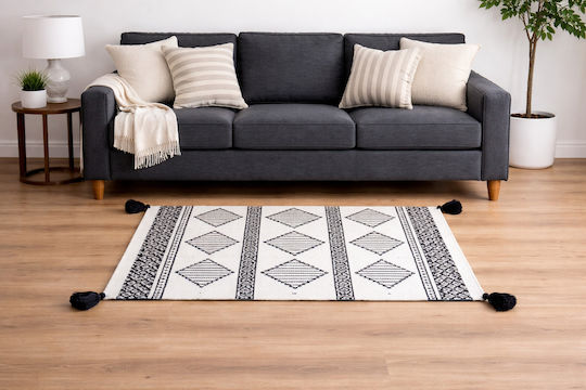 Kipper Isabel Rug Rectangular Cotton with Fringes Gray