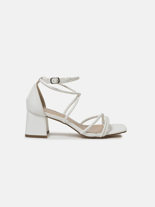 InShoes Women's Sandals with Ankle Strap White 639LF1610