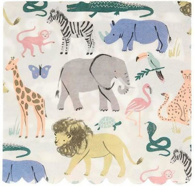 Party Napkins Safari Multicolored 16.5x16.5cm. 20pcs