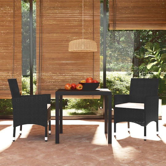 Garten- und Outdoor-Möbelsets für kleinen Raum 3 Stück Schwarz mit Kissen