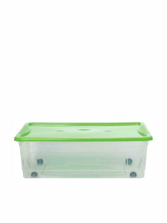 Cyclops Plastic Storage Box with Wheels and Lid Green 19.5x60x40cm