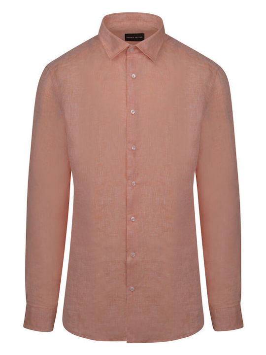 Prince Oliver Men's Shirt Long Sleeve Linen Orange