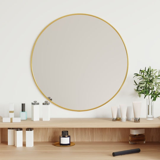 vidaXL Wall Mirror with Gold Plastic Frame Diameter 50cm 1pcs