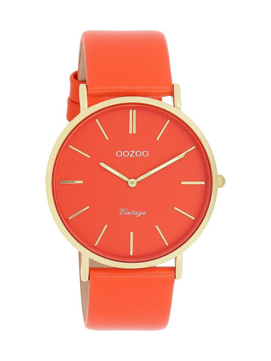 Oozoo Vintage Women's Watch with Orange Leather Strap