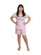 Nina Club Set Top & Bottom Kids Summer Pyjamas Pink