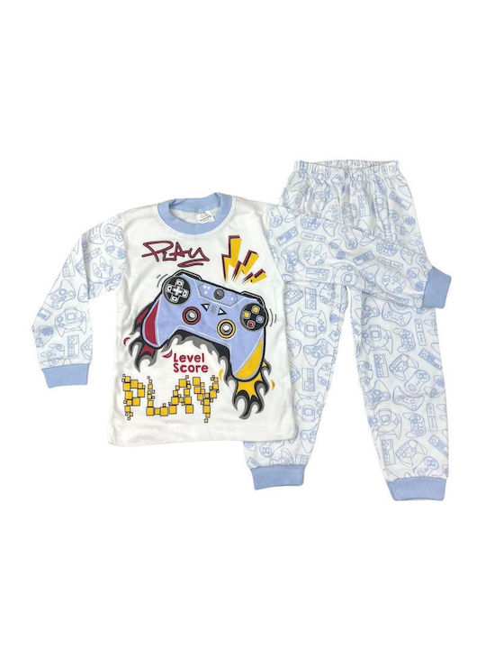 Supermini Set Top & Bottom Kids Winter Cotton Pyjamas Light Blue