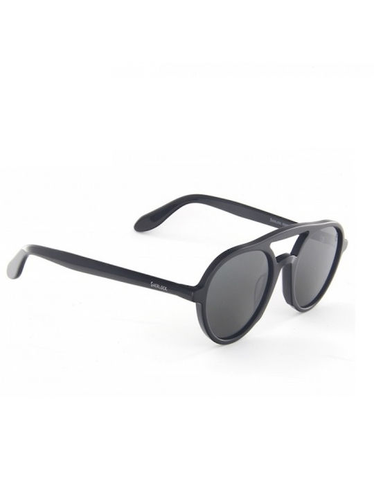 Sherlock Men's Sunglasses with Black Acetate Frame and Gray Polarized Lenses 5000 C01
