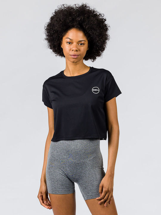 GSA Women's Athletic Crop Top Short Sleeve Black