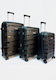 Diplomat Seagull Travel Suitcases Hard Black with 4 Wheels Set 3pcs