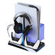 Imp Tech DLX+ LED Multi Function Charger Tower Charging Station for 2 controllers PS5 White