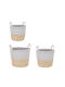 Bizzotto Set of Decorative Baskets Straw with Handles Gray 3pcs