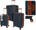 Explorer Luggage Travel Suitcases Hard Blue with 4 Wheels Set of 3pcs