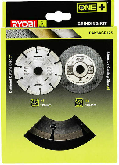 Ryobi RAK6AGD125 Cutting Disc Construction Materials Hole Diameter 125mm 6pcs