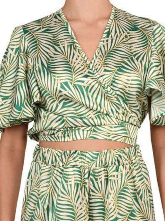 Ino Mei Athens Wrap Top 125140 - tropical green