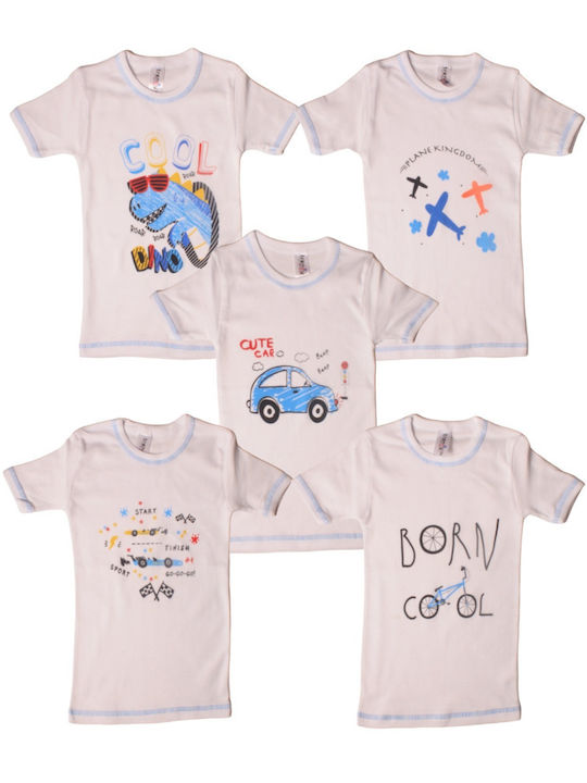 Tricouri pentru copii cu mâneci scurte cu imprimare Trendy fanP01-White