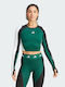Adidas Techfit Aeroready Colorblock Bluză Sportivă pentru Femei Mânecă lungă Uscare rapidă Black / Collegiate Green