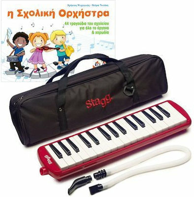 Stagg Melodica/Pianika 32 Taste Melosta 32 Roșu Roșu cu Carte - Orchestra Școlară