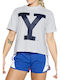 Women's Athletic Blouse Short Sleeve White