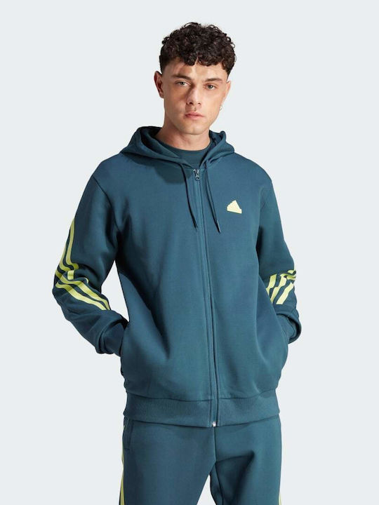 Adidas Future Icons Ανδρική Φούτερ Ζακέτα με Κουκούλα και Τσέπες Τιρκουάζ