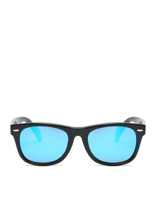 Techsuit D802 Quadratische Kinder-Sonnenbrillen Schwarz / Blau für 3-8 Jahre