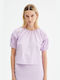 Compania Fantastica Women's Crop Top Cotton Short Sleeve Pink