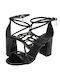 Mairiboo for Envie Patent Leather Women's Sandals with Ankle Strap Black with Chunky High Heel