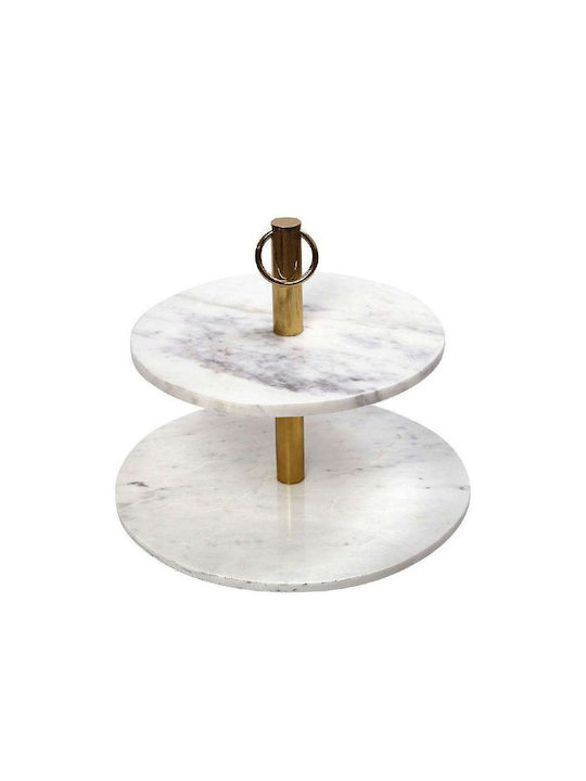 Espiel Πέτρινη Εταζέρα 2 Ορόφων Λευκή Ø41xY40cm