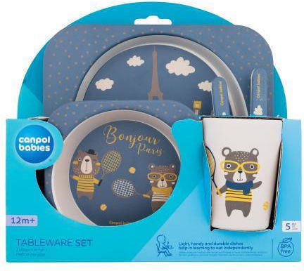 Canpol Babies Σετ Φαγητού Bonjour Paris από Bamboo Μπλε 5τμχ για 12+ μηνών