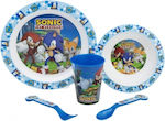 Stor Set de hrănire Sonic din Plastic Albastru 5buc