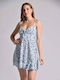 InShoes Sommer Mini Kleid mit Rüschen Blau