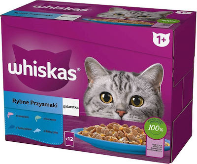 Whiskas Wet Food for Cats In Pouch with Cod / Salmon / Tuna / Fish In Jelly 12pcs 85gr