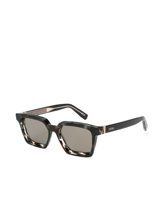 Zegna Men's Sunglasses with Multicolour Plastic Frame and Brown Lens EZ0214 20J